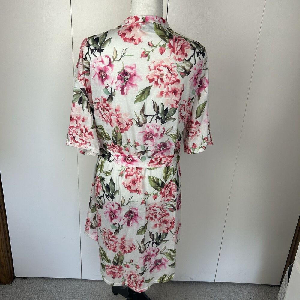 Show Me Your MuMu Brie Garden Pink Floral Robe w Tie One Size Fits Med/Large - Picture 4 of 7